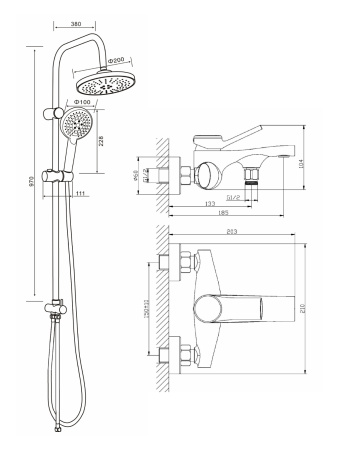Душевая система со смесителем Orange ORGANIC M27-932cr хром